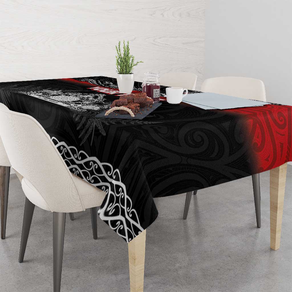 Personalised Maori King Movement Tablecloth Te Paki-o-Matariki with Silver Ferns and Polynesian Art Tattoo LT03 - Polynesian Pride