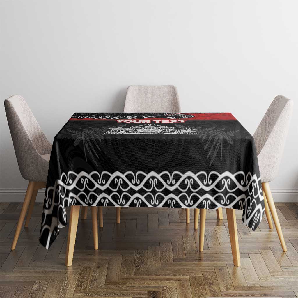 Personalised Maori King Movement Tablecloth Te Paki-o-Matariki with Silver Ferns and Polynesian Art Tattoo LT03 - Polynesian Pride
