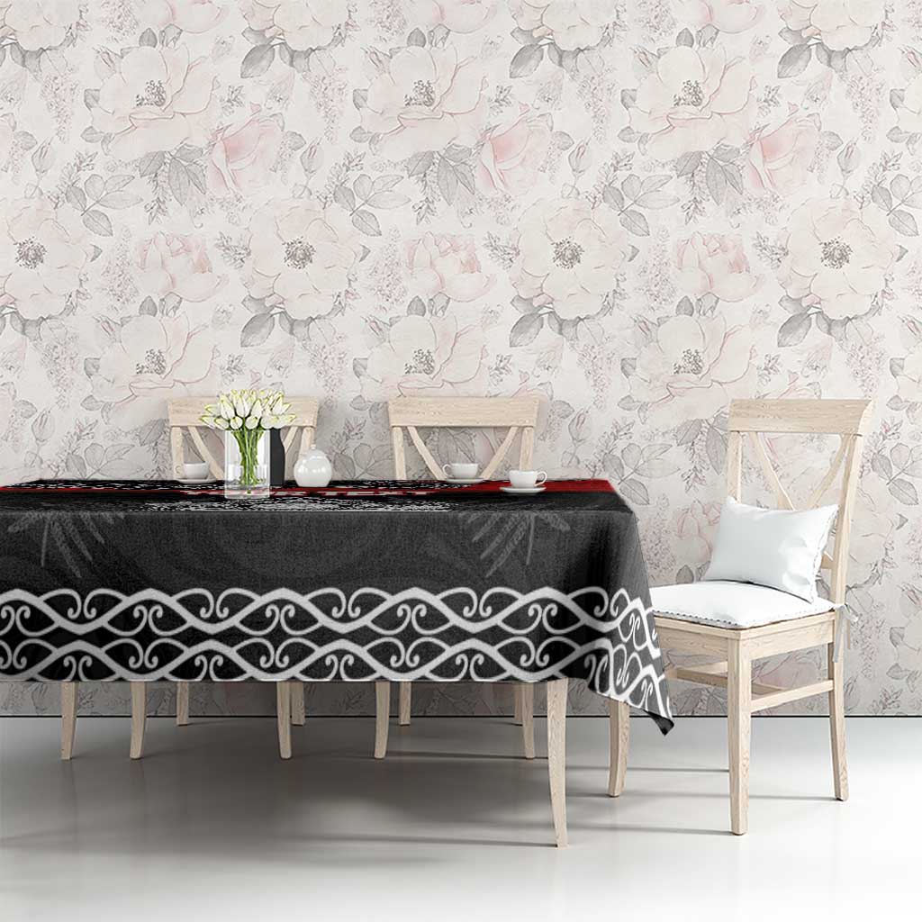 Personalised Maori King Movement Tablecloth Te Paki-o-Matariki with Silver Ferns and Polynesian Art Tattoo LT03 - Polynesian Pride