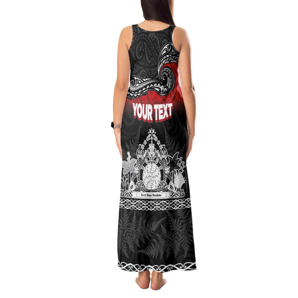 Personalised Maori King Movement Tank Maxi Dress Te Paki-o-Matariki with Silver Ferns and Polynesian Art Tattoo LT03 - Polynesian Pride