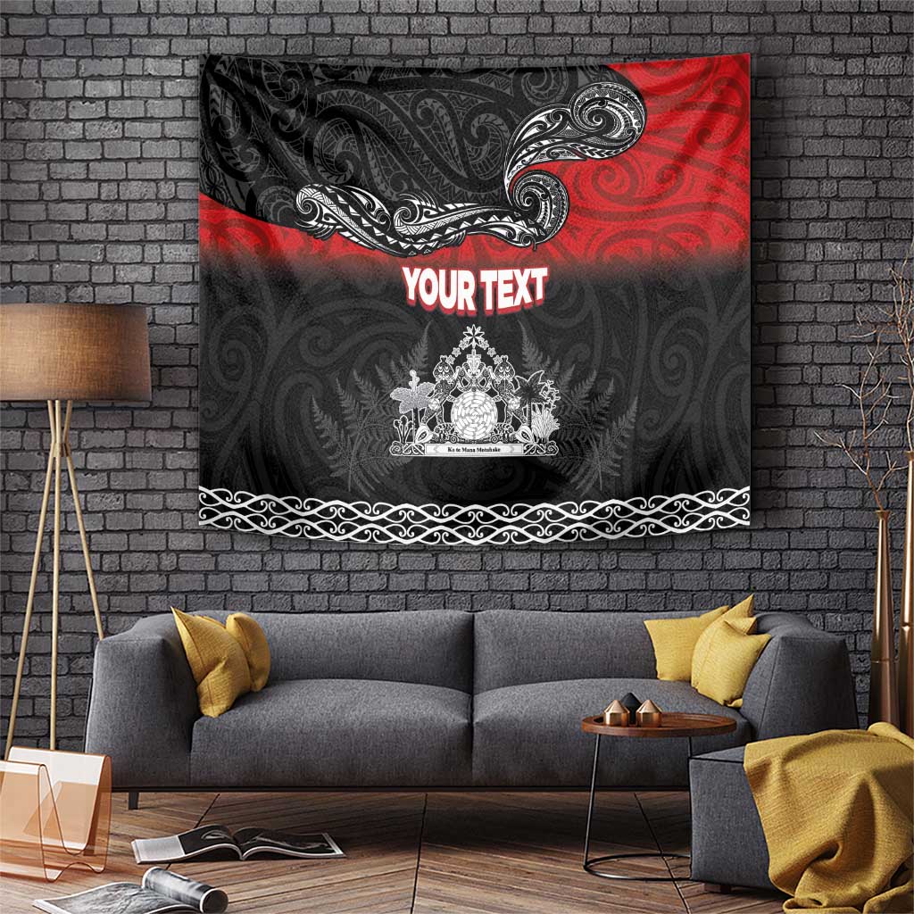 Personalised Maori King Movement Tapestry Te Paki-o-Matariki with Silver Ferns and Polynesian Art Tattoo LT03 Red - Polynesian Pride
