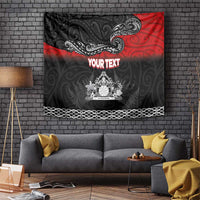 Personalised Maori King Movement Tapestry Te Paki-o-Matariki with Silver Ferns and Polynesian Art Tattoo LT03 Red - Polynesian Pride