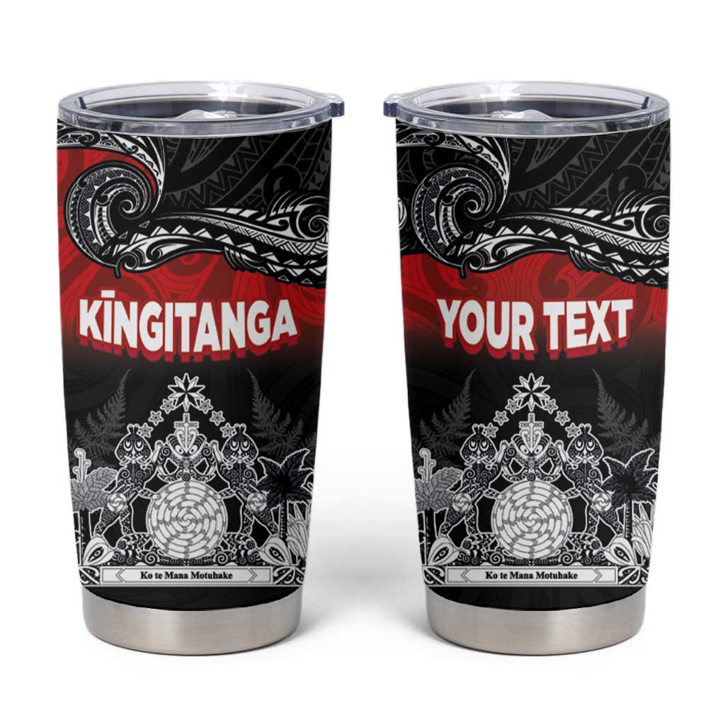 Personalised Maori King Movement Tumbler Cup Te Paki-o-Matariki with Silver Ferns and Polynesian Art Tattoo LT03 Red - Polynesian Pride