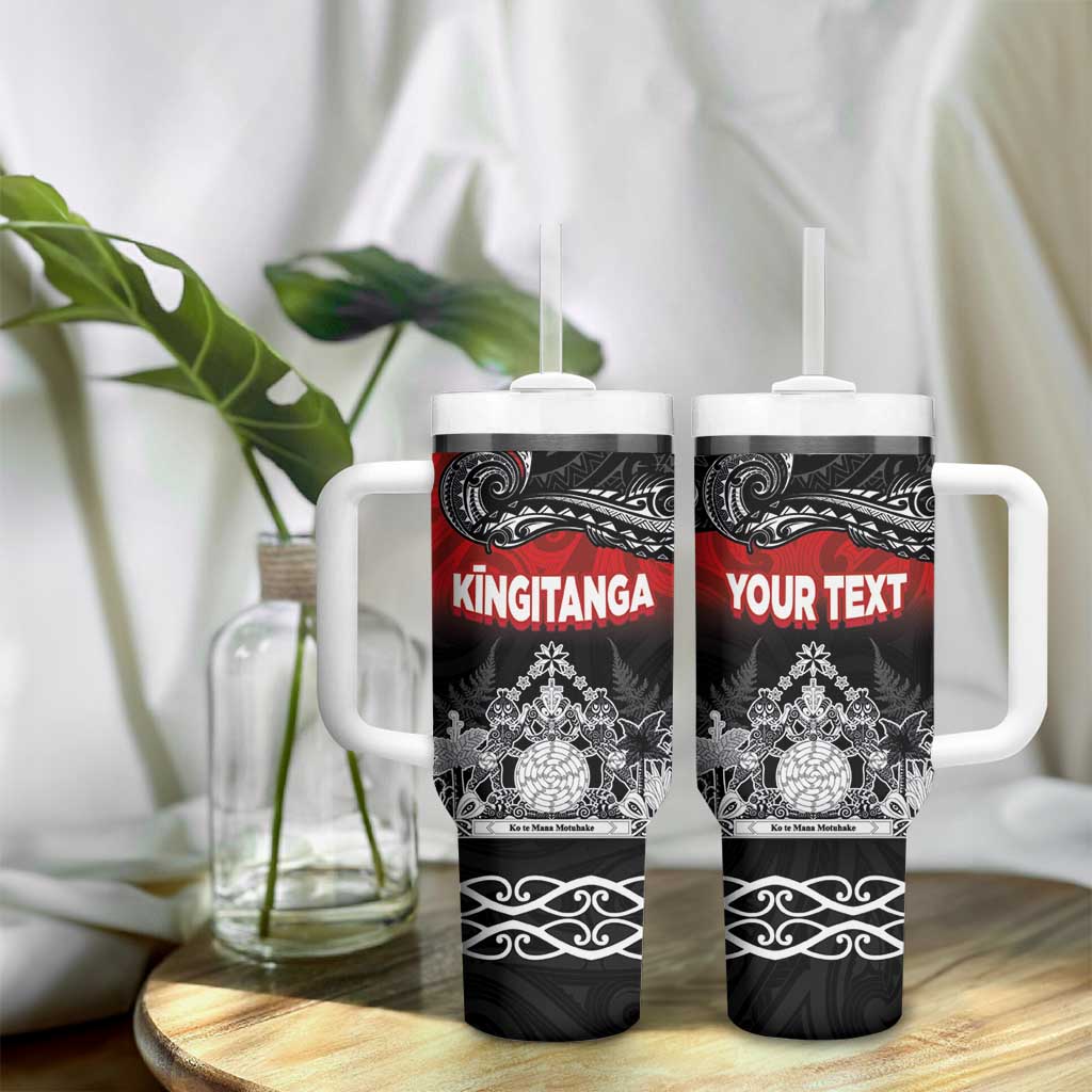 Personalised Maori King Movement Tumbler With Handle Te Paki-o-Matariki with Silver Ferns and Polynesian Art Tattoo LT03 - Polynesian Pride