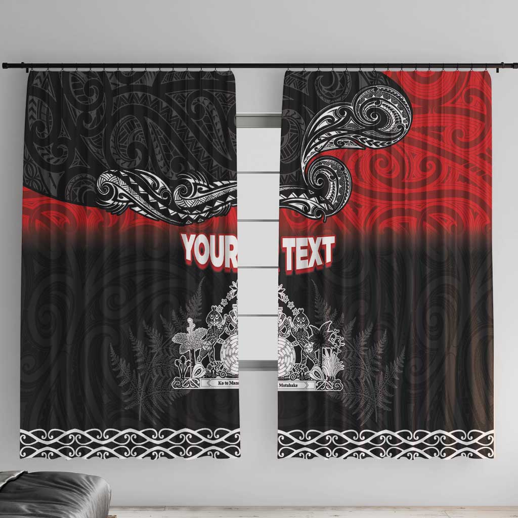 Personalised Maori King Movement Window Curtain Te Paki-o-Matariki with Silver Ferns and Polynesian Art Tattoo LT03 With Hooks Red - Polynesian Pride