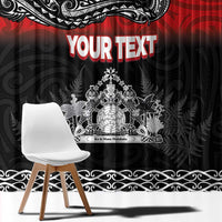 Personalised Maori King Movement Window Curtain Te Paki-o-Matariki with Silver Ferns and Polynesian Art Tattoo LT03 - Polynesian Pride
