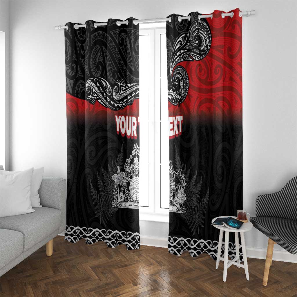 Personalised Maori King Movement Window Curtain Te Paki-o-Matariki with Silver Ferns and Polynesian Art Tattoo LT03 With Grommets Red - Polynesian Pride