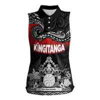 Personalised Maori King Movement Women Sleeveless Polo Shirt Te Paki-o-Matariki with Silver Ferns and Polynesian Art Tattoo LT03 Female Red - Polynesian Pride