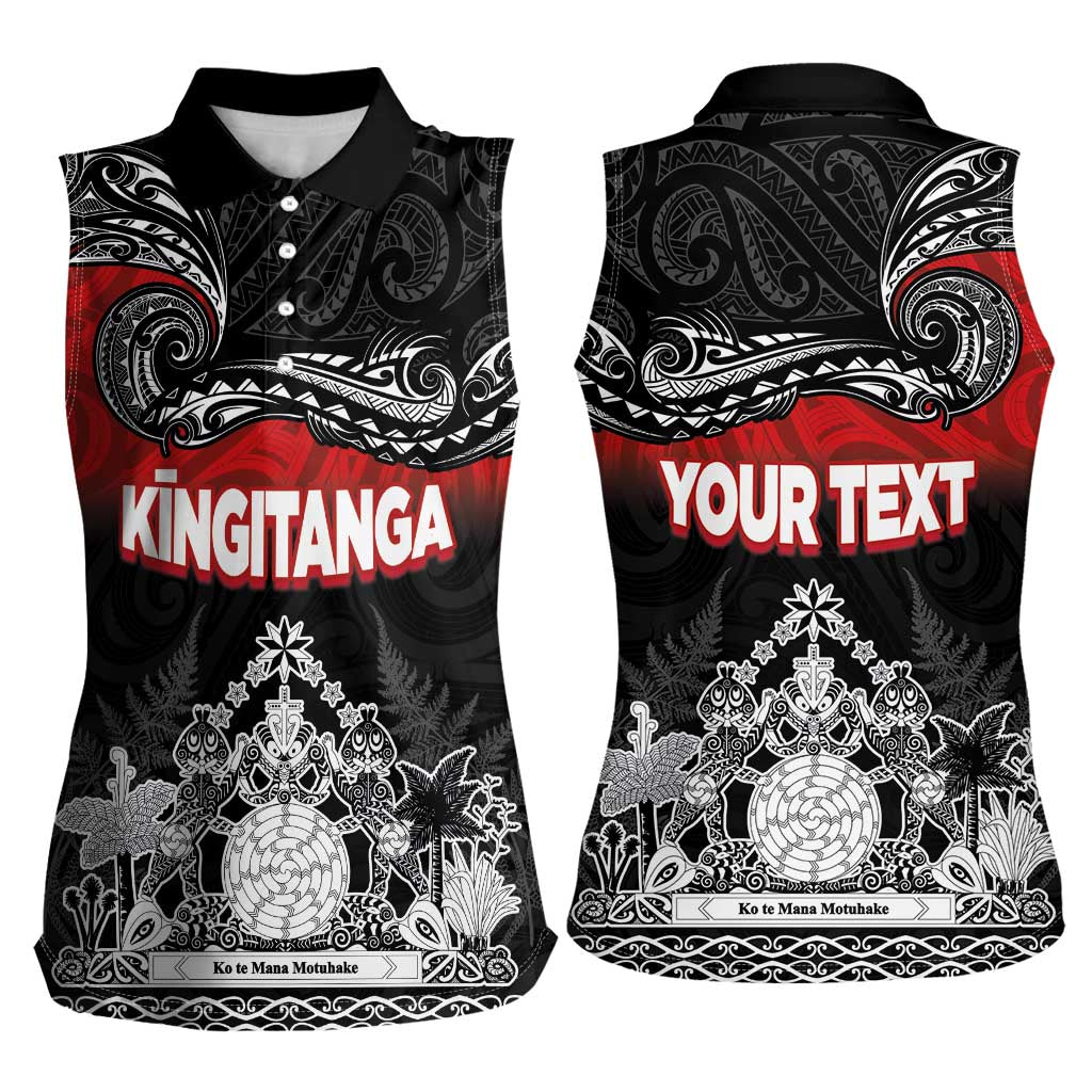 Personalised Maori King Movement Women Sleeveless Polo Shirt Te Paki-o-Matariki with Silver Ferns and Polynesian Art Tattoo LT03 - Polynesian Pride