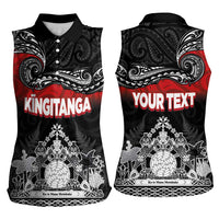 Personalised Maori King Movement Women Sleeveless Polo Shirt Te Paki-o-Matariki with Silver Ferns and Polynesian Art Tattoo LT03 - Polynesian Pride