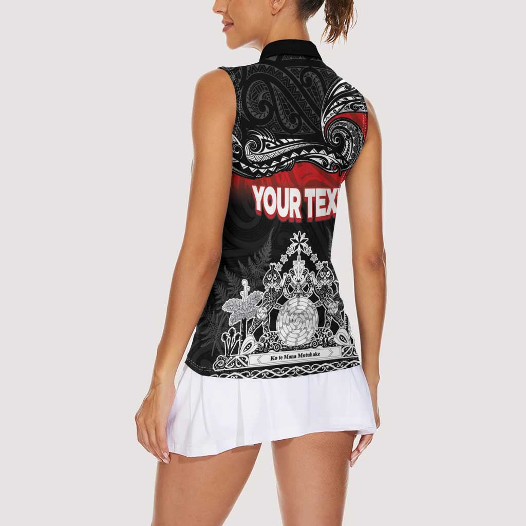 Personalised Maori King Movement Women Sleeveless Polo Shirt Te Paki-o-Matariki with Silver Ferns and Polynesian Art Tattoo LT03 - Polynesian Pride