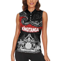 Personalised Maori King Movement Women Sleeveless Polo Shirt Te Paki-o-Matariki with Silver Ferns and Polynesian Art Tattoo LT03 - Polynesian Pride