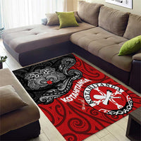 Maori Kotahitanga Area Rug Aotearoa Spirit with Maori Mask and Polynesian Art Tattoo LT03 - Polynesian Pride