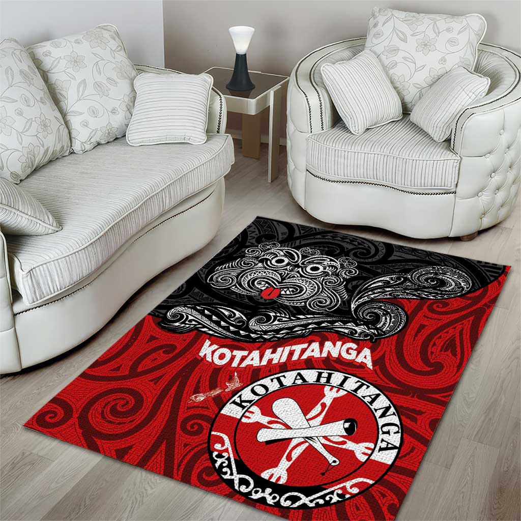 Maori Kotahitanga Area Rug Aotearoa Spirit with Maori Mask and Polynesian Art Tattoo LT03 - Polynesian Pride