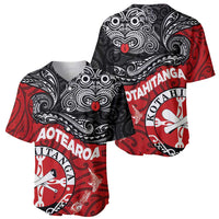 Maori Kotahitanga Baseball Jersey Aotearoa Spirit with Maori Mask and Polynesian Art Tattoo LT03 - Polynesian Pride