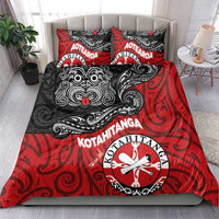 Maori Kotahitanga Bedding Set Aotearoa Spirit with Maori Mask and Polynesian Art Tattoo LT03 - Polynesian Pride