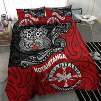 Maori Kotahitanga Bedding Set Aotearoa Spirit with Maori Mask and Polynesian Art Tattoo LT03 - Polynesian Pride