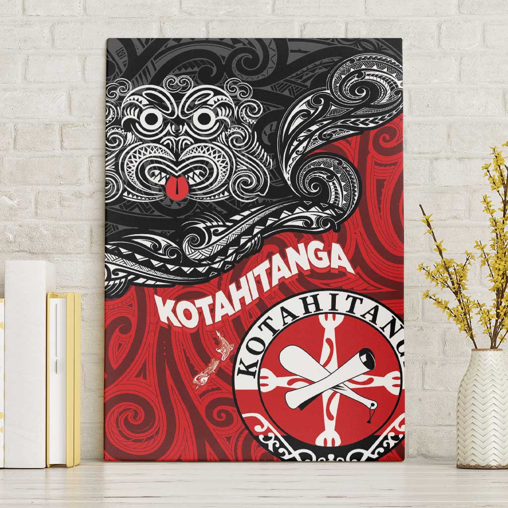 Maori Kotahitanga Canvas Wall Art Aotearoa Spirit with Maori Mask and Polynesian Art Tattoo LT03 Without Frame Red - Polynesian Pride