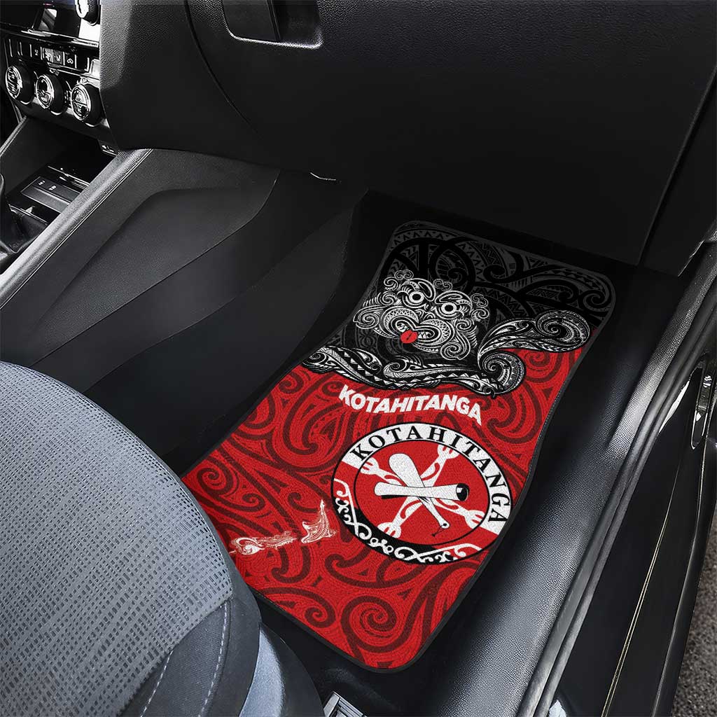 Maori Kotahitanga Car Mats Aotearoa Spirit with Maori Mask and Polynesian Art Tattoo LT03 - Polynesian Pride