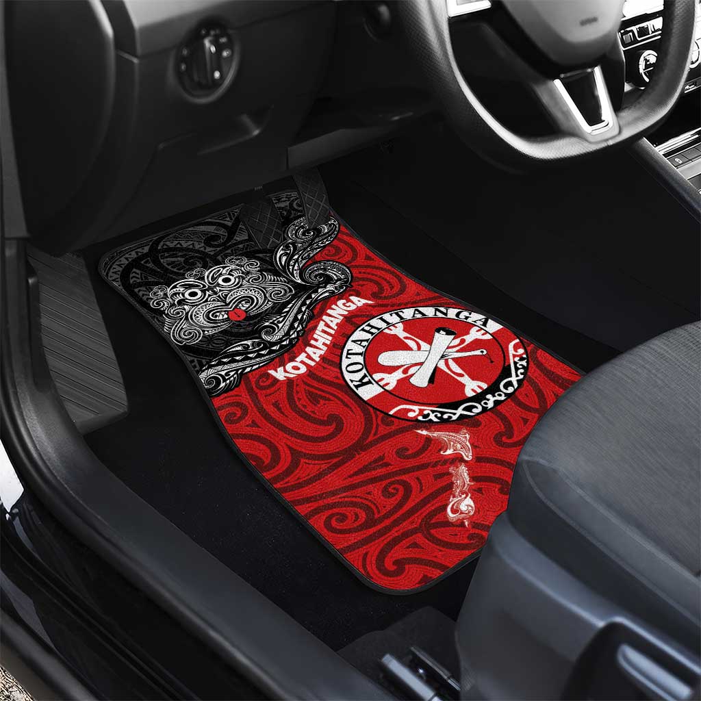 Maori Kotahitanga Car Mats Aotearoa Spirit with Maori Mask and Polynesian Art Tattoo LT03 - Polynesian Pride