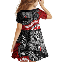 Maori Kotahitanga Family Matching Off The Shoulder Long Sleeve Dress and Hawaiian Shirt Aotearoa Spirit with Maori Mask and Polynesian Art Tattoo LT03 - Polynesian Pride