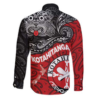 Maori Kotahitanga Family Matching Off Shoulder Short Dress and Hawaiian Shirt Aotearoa Spirit with Maori Mask and Polynesian Art Tattoo LT03 - Polynesian Pride