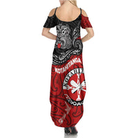 Maori Kotahitanga Family Matching Summer Maxi Dress and Hawaiian Shirt Aotearoa Spirit with Maori Mask and Polynesian Art Tattoo LT03 - Polynesian Pride