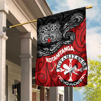 Maori Kotahitanga Garden Flag Aotearoa Spirit with Maori Mask and Polynesian Art Tattoo LT03 House Flag Red - Polynesian Pride