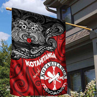 Maori Kotahitanga Garden Flag Aotearoa Spirit with Maori Mask and Polynesian Art Tattoo LT03 - Polynesian Pride
