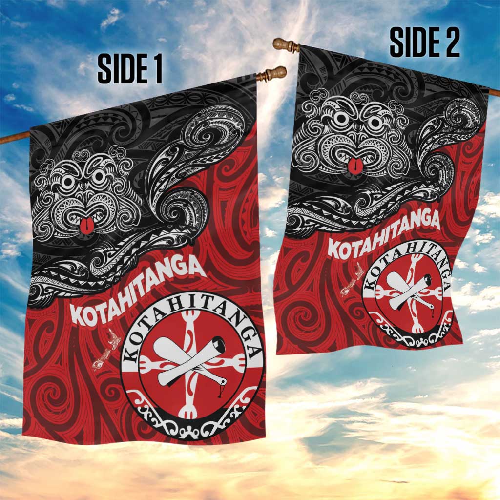 Maori Kotahitanga Garden Flag Aotearoa Spirit with Maori Mask and Polynesian Art Tattoo LT03 - Polynesian Pride