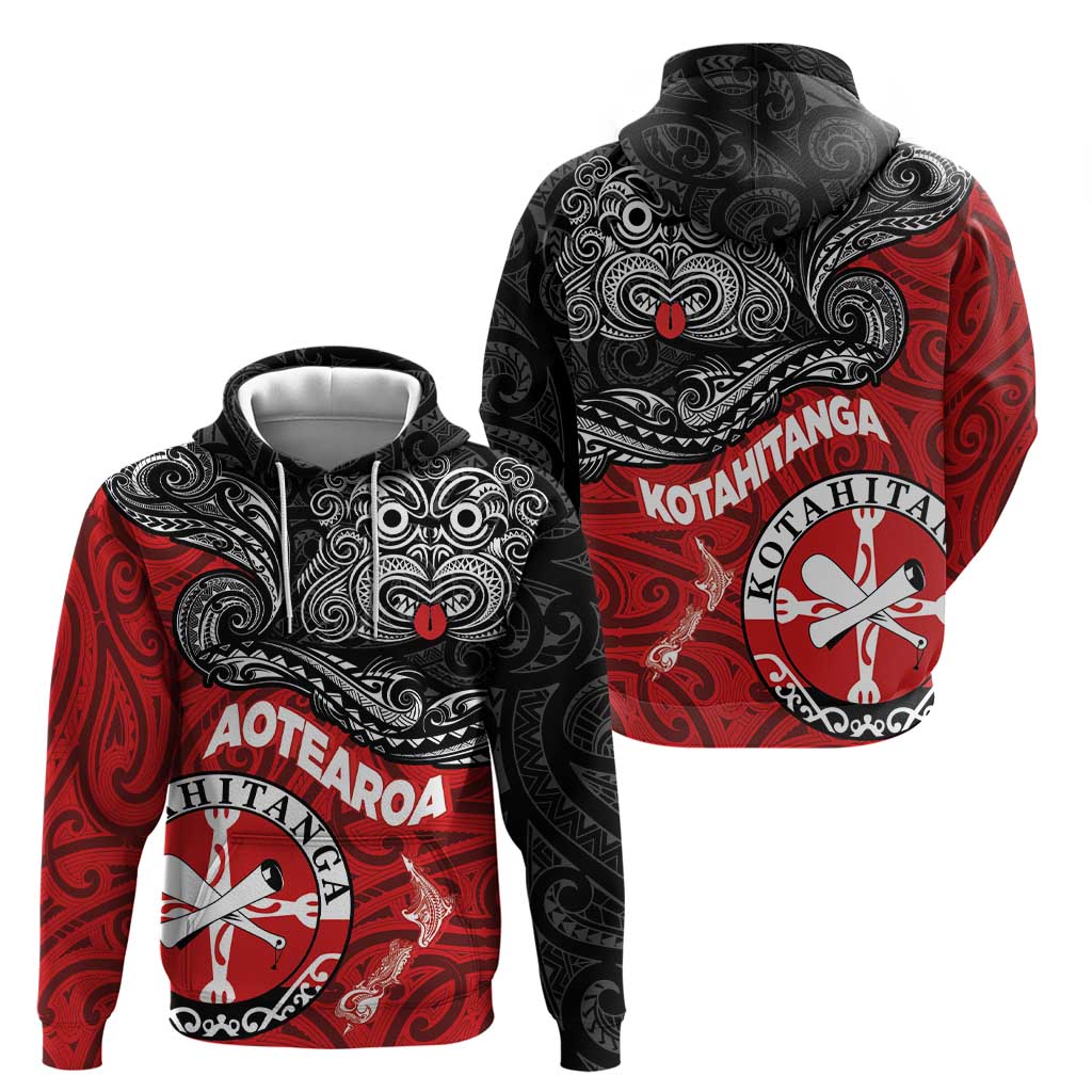 Maori Kotahitanga Hoodie Aotearoa Spirit with Maori Mask and Polynesian Art Tattoo LT03 - Polynesian Pride