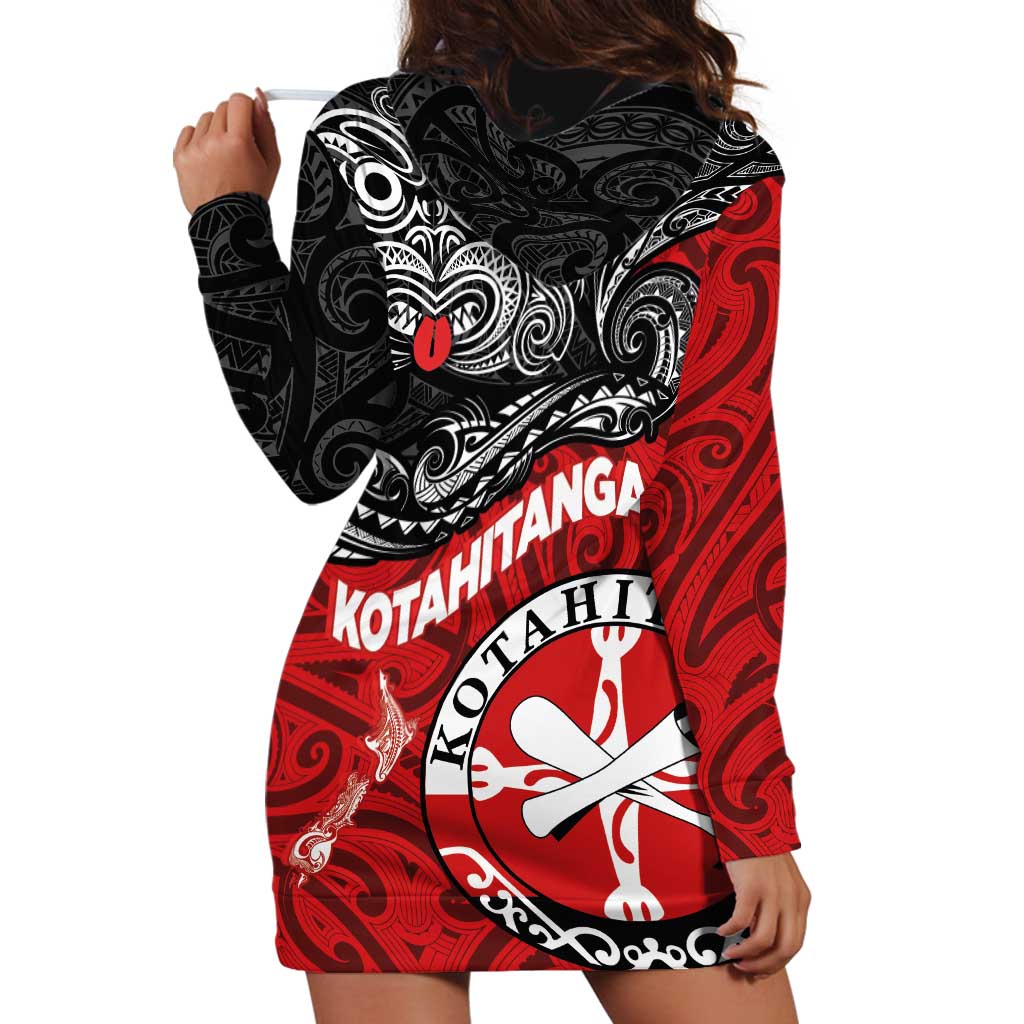 Maori Kotahitanga Hoodie Dress Aotearoa Spirit with Maori Mask and Polynesian Art Tattoo LT03 - Polynesian Pride