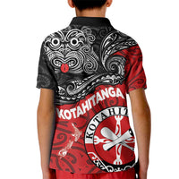 Maori Kotahitanga Kid Polo Shirt Aotearoa Spirit with Maori Mask and Polynesian Art Tattoo LT03 - Polynesian Pride