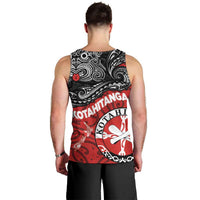 Maori Kotahitanga Men Tank Top Aotearoa Spirit with Maori Mask and Polynesian Art Tattoo LT03 - Polynesian Pride