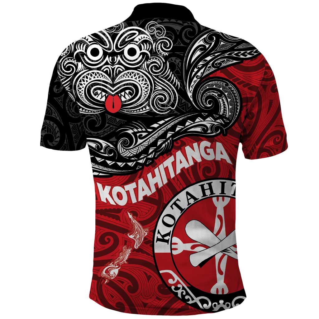 Maori Kotahitanga Polo Shirt Aotearoa Spirit with Maori Mask and Polynesian Art Tattoo LT03 - Polynesian Pride