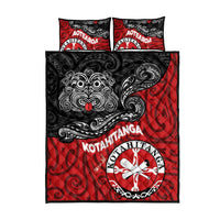 Maori Kotahitanga Quilt Bed Set Aotearoa Spirit with Maori Mask and Polynesian Art Tattoo LT03 - Polynesian Pride