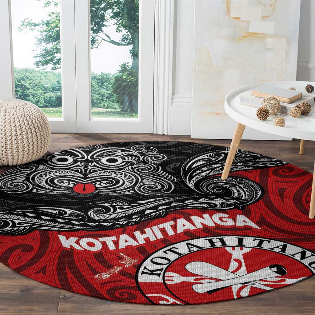 Maori Kotahitanga Round Carpet Aotearoa Spirit with Maori Mask and Polynesian Art Tattoo LT03 - Polynesian Pride