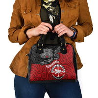 Maori Kotahitanga Shoulder Handbag Aotearoa Spirit with Maori Mask and Polynesian Art Tattoo LT03 - Polynesian Pride
