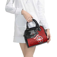 Maori Kotahitanga Shoulder Handbag Aotearoa Spirit with Maori Mask and Polynesian Art Tattoo LT03 - Polynesian Pride