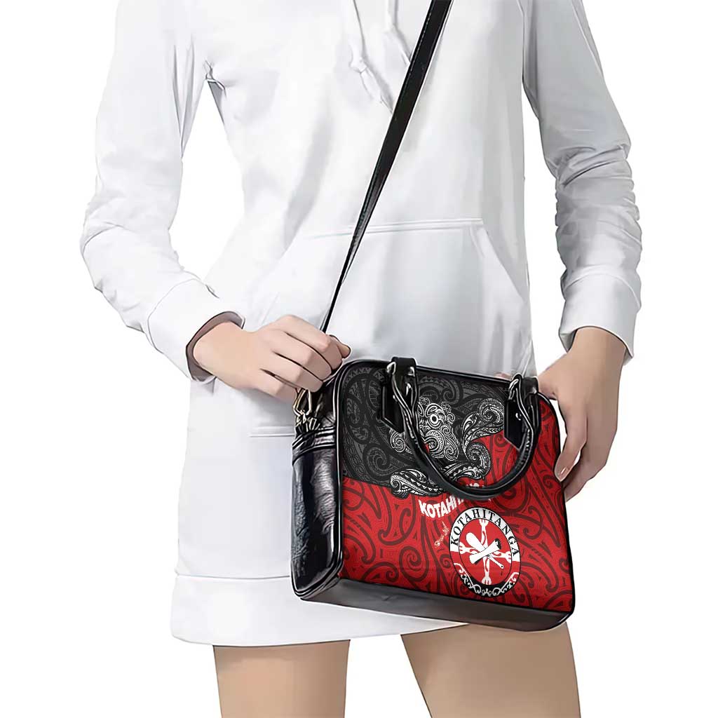 Maori Kotahitanga Shoulder Handbag Aotearoa Spirit with Maori Mask and Polynesian Art Tattoo LT03 - Polynesian Pride