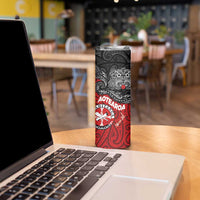 Maori Kotahitanga Skinny Tumbler Aotearoa Spirit with Maori Mask and Polynesian Art Tattoo LT03 - Polynesian Pride