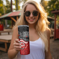 Maori Kotahitanga Skinny Tumbler Aotearoa Spirit with Maori Mask and Polynesian Art Tattoo LT03 - Polynesian Pride