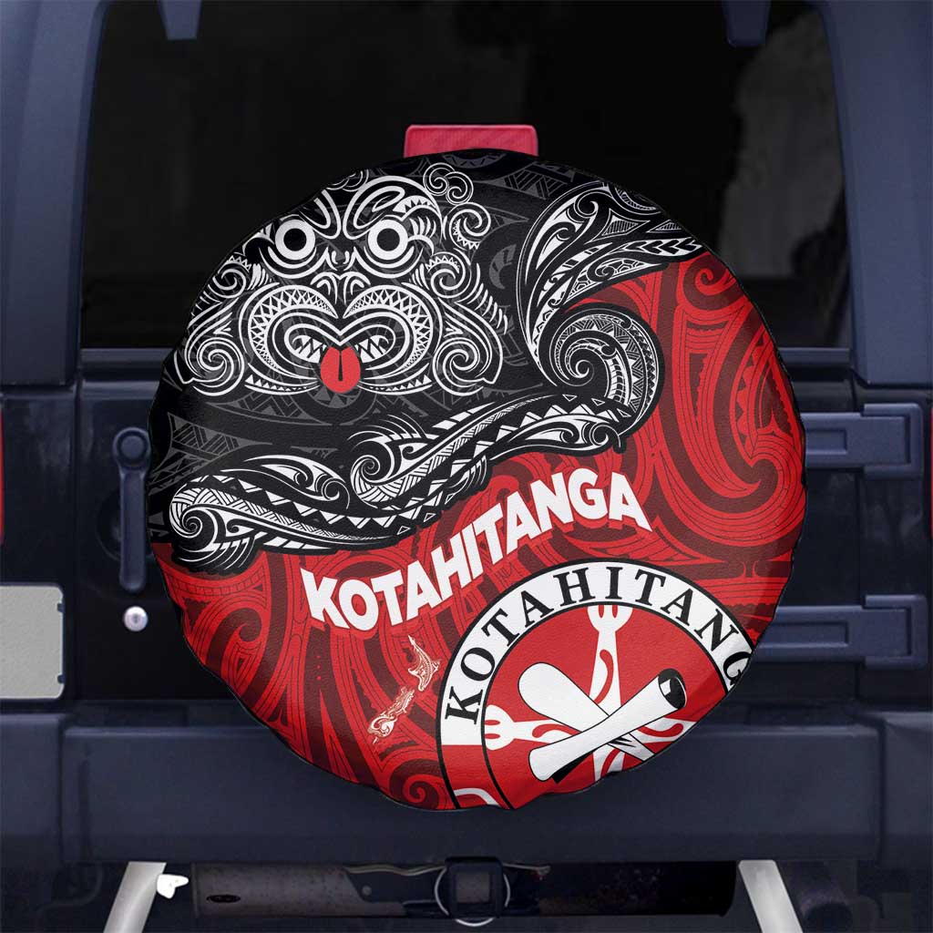 Maori Kotahitanga Spare Tire Cover Aotearoa Spirit with Maori Mask and Polynesian Art Tattoo LT03 - Polynesian Pride