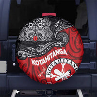 Maori Kotahitanga Spare Tire Cover Aotearoa Spirit with Maori Mask and Polynesian Art Tattoo LT03 - Polynesian Pride