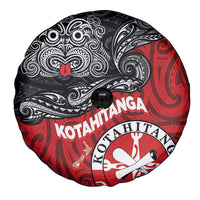 Maori Kotahitanga Spare Tire Cover Aotearoa Spirit with Maori Mask and Polynesian Art Tattoo LT03 - Polynesian Pride