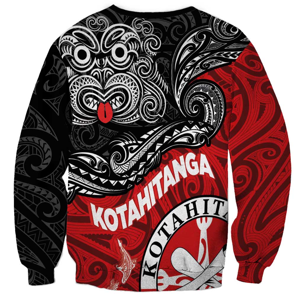 Maori Kotahitanga Sweatshirt Aotearoa Spirit with Maori Mask and Polynesian Art Tattoo LT03 - Polynesian Pride