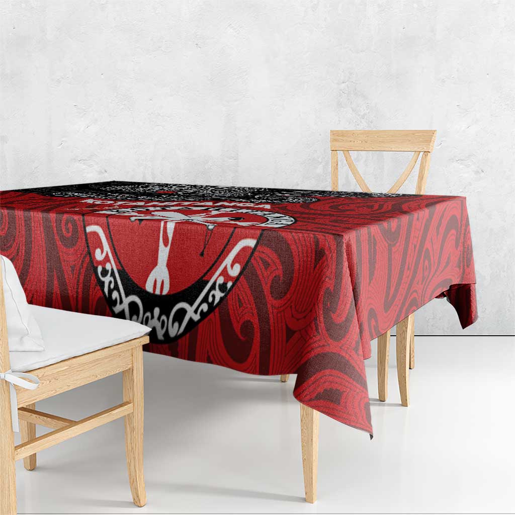 Maori Kotahitanga Tablecloth Aotearoa Spirit with Maori Mask and Polynesian Art Tattoo LT03 - Polynesian Pride