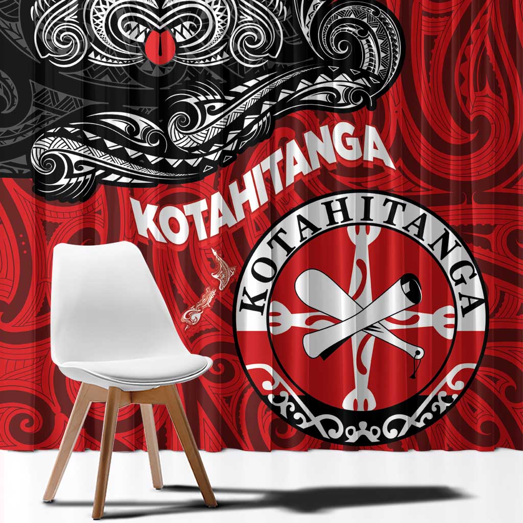 Maori Kotahitanga Window Curtain Aotearoa Spirit with Maori Mask and Polynesian Art Tattoo LT03 - Polynesian Pride