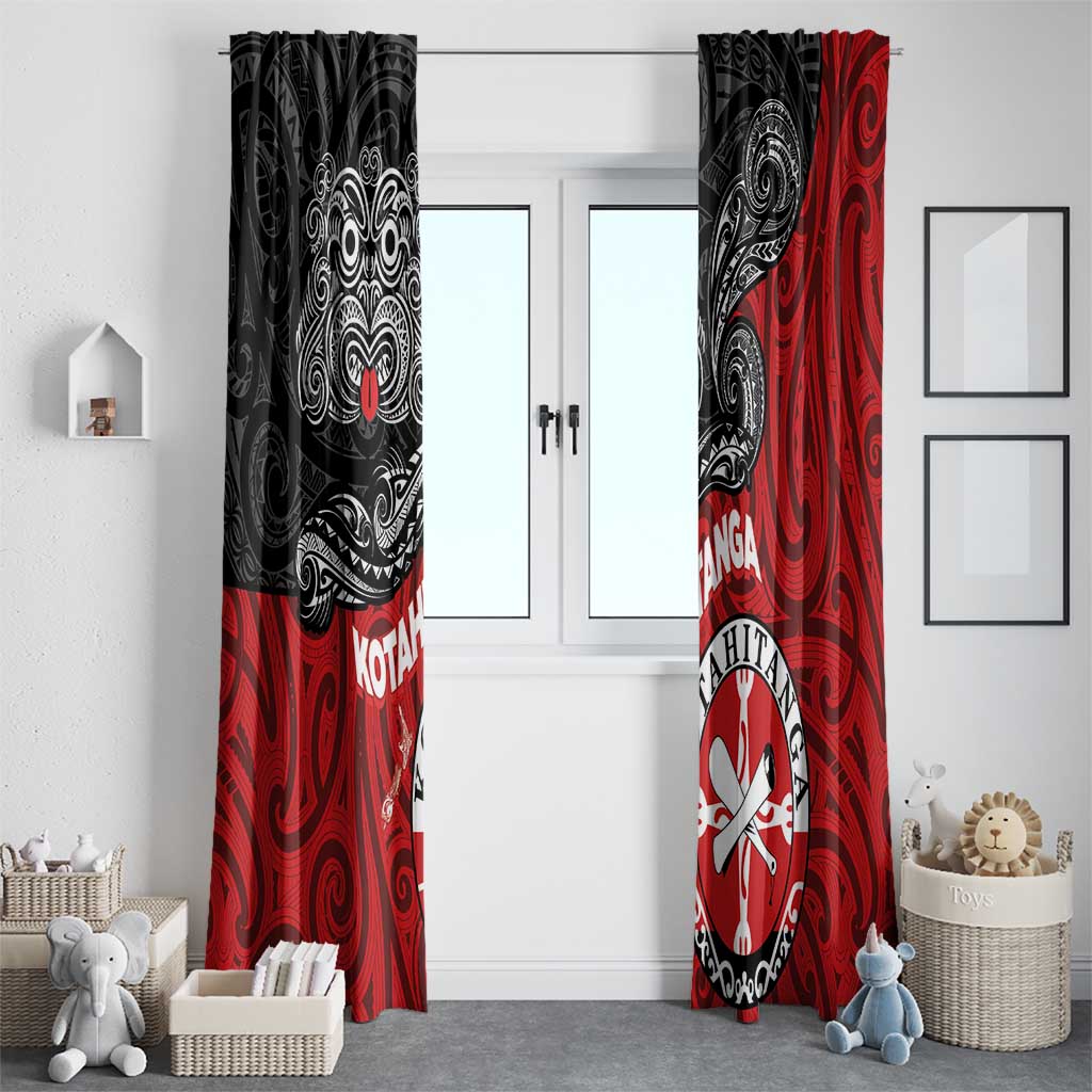 Maori Kotahitanga Window Curtain Aotearoa Spirit with Maori Mask and Polynesian Art Tattoo LT03 - Polynesian Pride