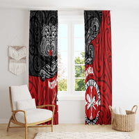 Maori Kotahitanga Window Curtain Aotearoa Spirit with Maori Mask and Polynesian Art Tattoo LT03 - Polynesian Pride